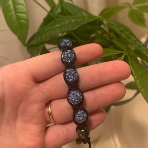Blue Swarovski Crystal Pave Bead Macrame bracelet